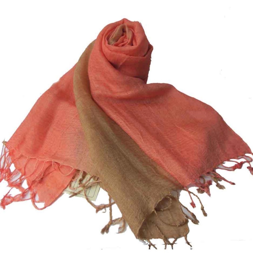 NWT Tolani famous celbrity beloved coral beige cotton linen viscose shawl